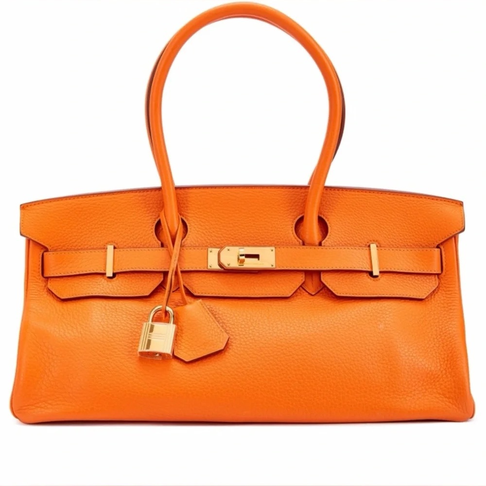 Orange Leather Tote Handbag GHW Clementine H SHOULDER BIRKIN JPG 42 - Picture 1 of 8